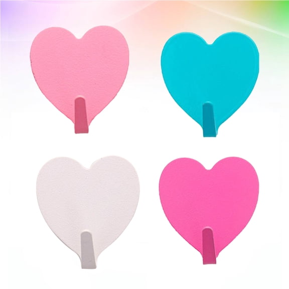 FONDOTIN 4Pcs Adhesive Hooks Heart Shape Iron Heavy Duty for Bedrooms and Kitchens