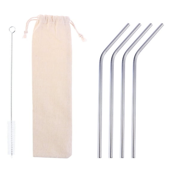 FONDOTIN 4Pcs Bend Straws Stainless Steel Reusable for Drinking Accessories