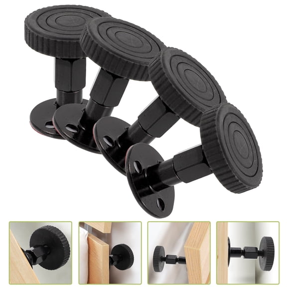 FONDOTIN 4Pcs Adjustable Black Bed Frame Support Threaded Headboard Stopper Tools