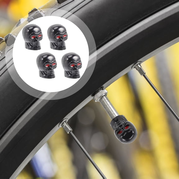 FONDOTIN 4-Pack Black Tire Valve Caps with Electroplated Metal Shell, Wear-Resistant and Secure Fit for Cars and Bikes