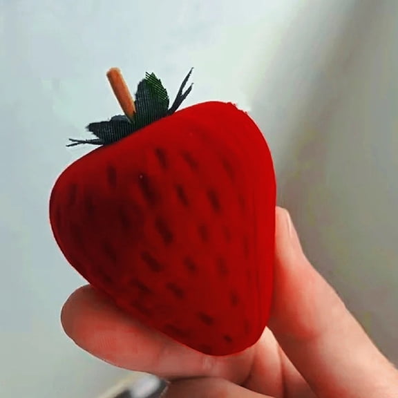 FONDOTIN Red Strawberry-Shaped Ring Case for Proposal and Valentine's Day 4Pcs