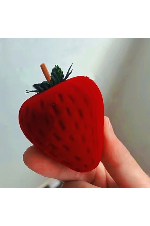 Red Strawberry-Shaped Ring Case for Proposal and Valentine's Day 4Pcs
