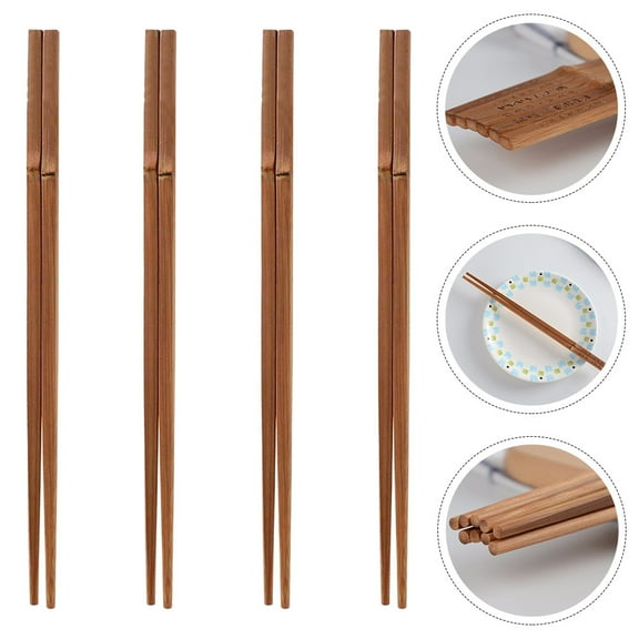 FONDOTIN 4Pcs Classic Design Long Chopsticks for Cooking and Frying in Home Kitchen Bamboo