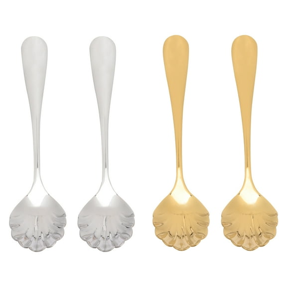 FONDOTIN 4Pcs Stainless Steel Dessert Spoons Assorted Colors for Coffee Ice Cream and Cake