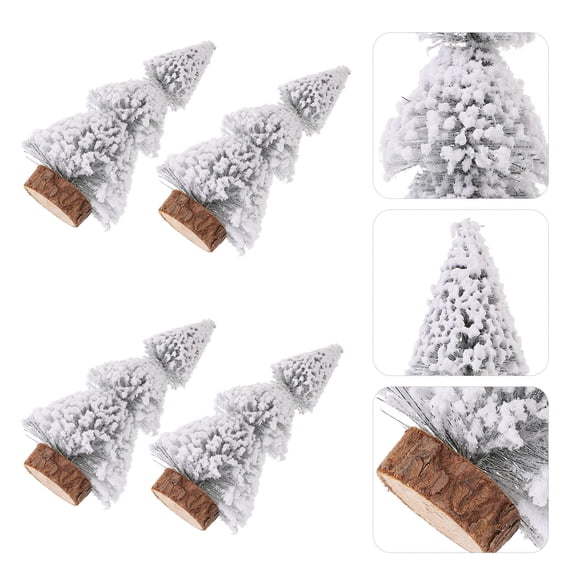 FONDOTIN 4Pcs Desktop Ornament Conical Shape Flocking Pet Wood for Family and Friends