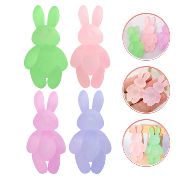 FONDOTIN 4Pcs Rabbit Miniature Figurines Assorted Color Cute Cartoon Style Landscape Ornament