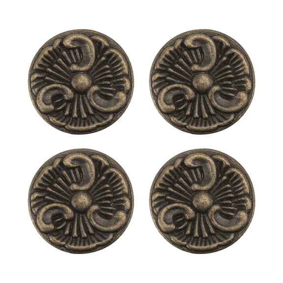 FONDOTIN 4Pcs Round Knob for Antique Furniture Tools in Bronze Color European Retro