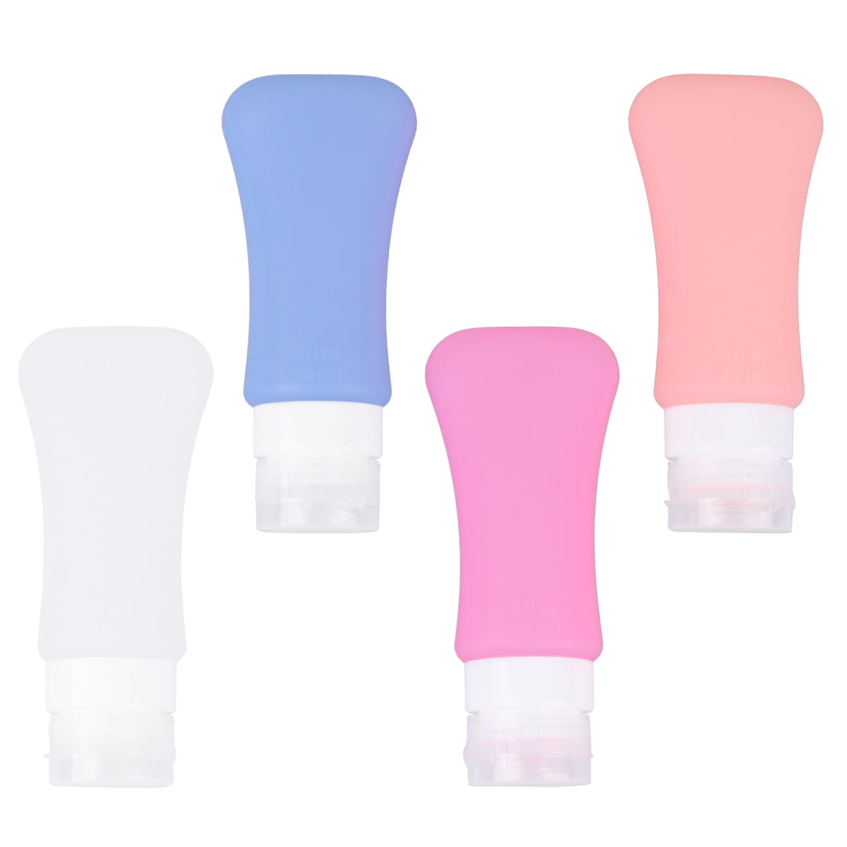FONDOTIN 4Pcs Silicone Dispense Bottles Leakproof Refillable Travel Containers White Orange 60ml