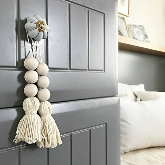 FONDOTIN 4-Piece Tassel Bead Ornaments for Closet Door Handles, Rustic Country Style Decorative Accents