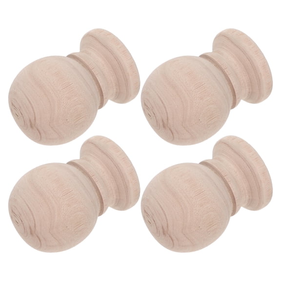 FONDOTIN 4Pcs Wood Post Finials for Home Fence Gate Topper and Railing Accent, Light Yellow