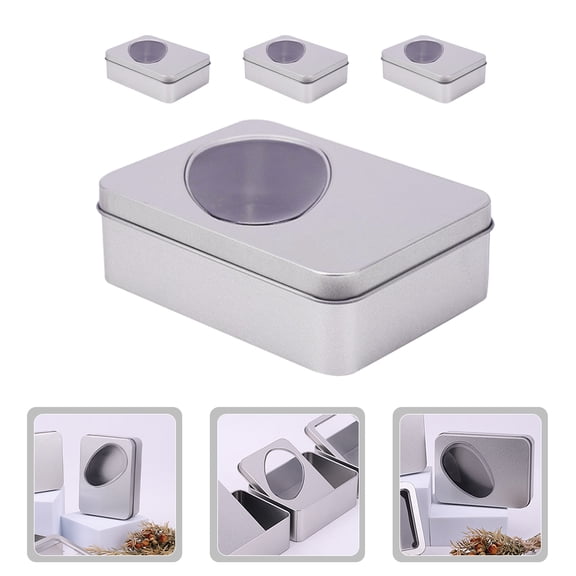 FONDOTIN 4Set Tinplate Storage Tins for Christmas Packaging with Silver Color for Family Gatherings
