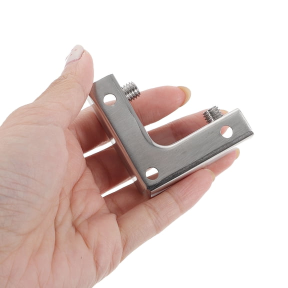 FONDOTIN 4Pcs Adjustable Glass Table Clips Plated Silver Stainless Steel for Cabinet Shelf and Railing