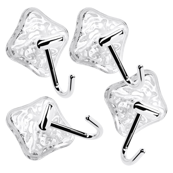FONDOTIN 4pcs Wall Mounted Hooks Transparent Glacier Pattern for Homeowners Living Room