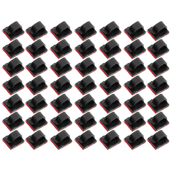 FONDOTIN 50Pcs Black Plastic Self Adhesive Cable Organizer for Cables and Wires Cord Management Clips Square