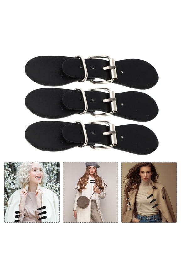 5Pairs Black PU Duffle Closure Buttons Decorative Coat Fastener Buckles for Dress Waistband Accessories