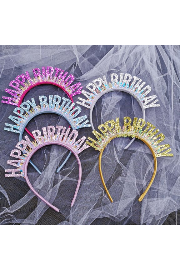 5Pcs Assorted Color Birthday Hair Accessories with Chic Shiny Sequin for Celebration Parties