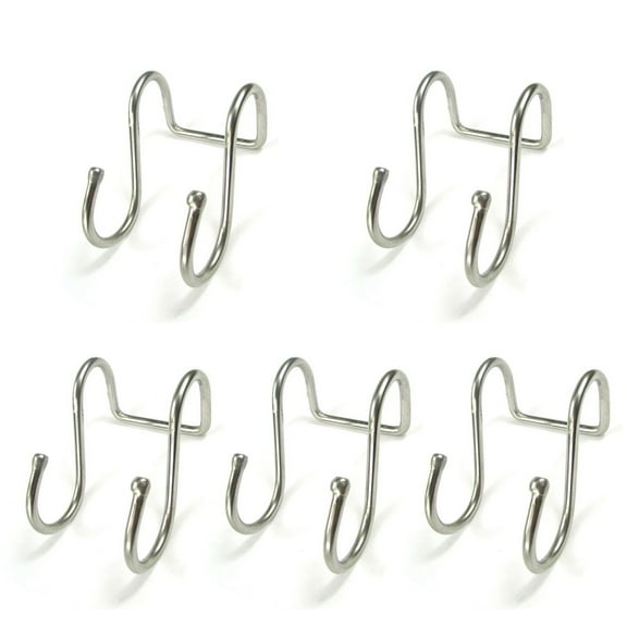 FONDOTIN Silver Stainless Steel S Hooks for Kitchen Rail Hanging No Screw Needed