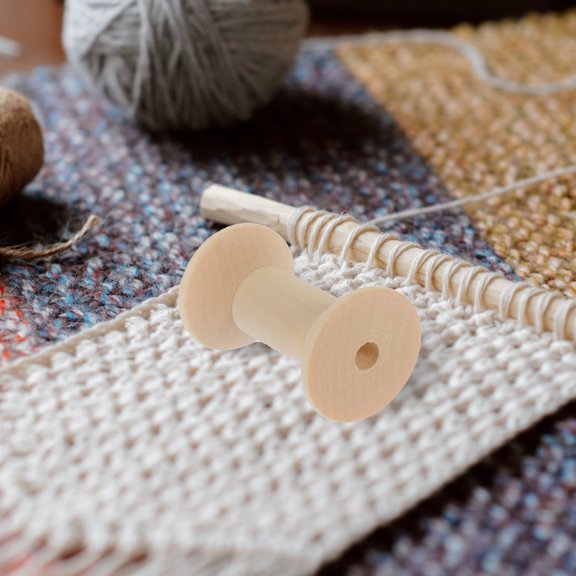 FONDOTIN 5Pcs Wood Spools for Diy Craft Supplies and Thread Organization Natural