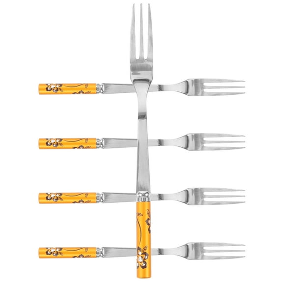 FONDOTIN 5pcs Assorted Color Stainless Steel Fruit Forks Mini Forks for Appetizers and Dessert at Home