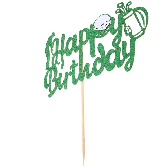 FONDOTIN Golf Themed Cake Topper Green 5Pcs 6.3X3.3X0.04In