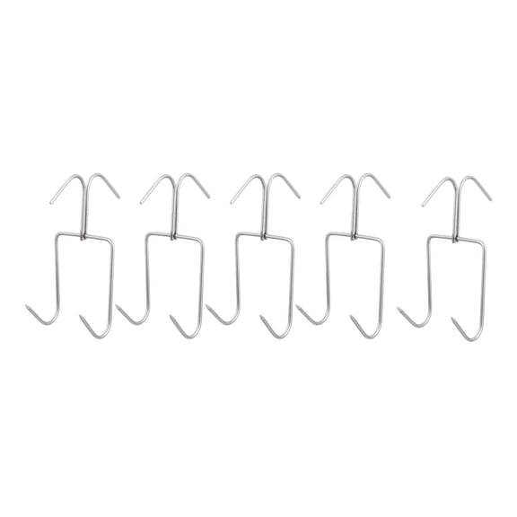 FONDOTIN 5pcs Multi Purpose Stainless Steel Meat Hooks Double Row Sausage Hanger For Butchers And Meat Processing