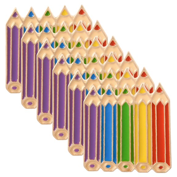 FONDOTIN 6Pcs Alloy Pencil Pin Brooches Multi Color Pen Shaped Lapel Pins for Clothing Decor