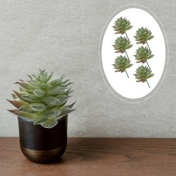 FONDOTIN 6Pcs Artificial Succulent Decors Assorted Color Faux Greenery Stem for Home Decoration Coffee Table