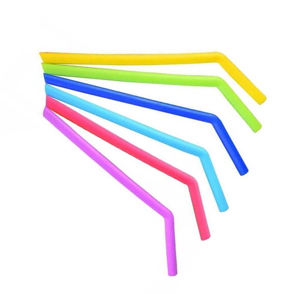 FONDOTIN 6-Pack Reusable Silicone Straws Set, Foldable and Travel-Friendly with Assorted Colors for Drinking