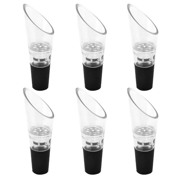 FONDOTIN 6Pcs Bottle Spout Pourer for Wine Bottles Black Plastic Material with Instant Decanting for Bar Use