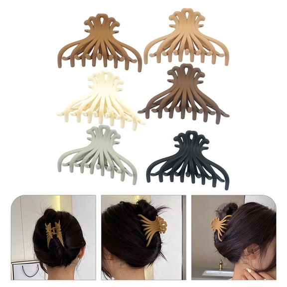FONDOTIN 6pcs Hair Claw Clip for Women Acrylic Assorted Color Claw Clip for Thick Hair Daily Life
