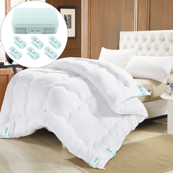 FONDOTIN 6Pcs No Needle Green Quilt Fixation Clips Bed Quilt Clamps with Strong Friction