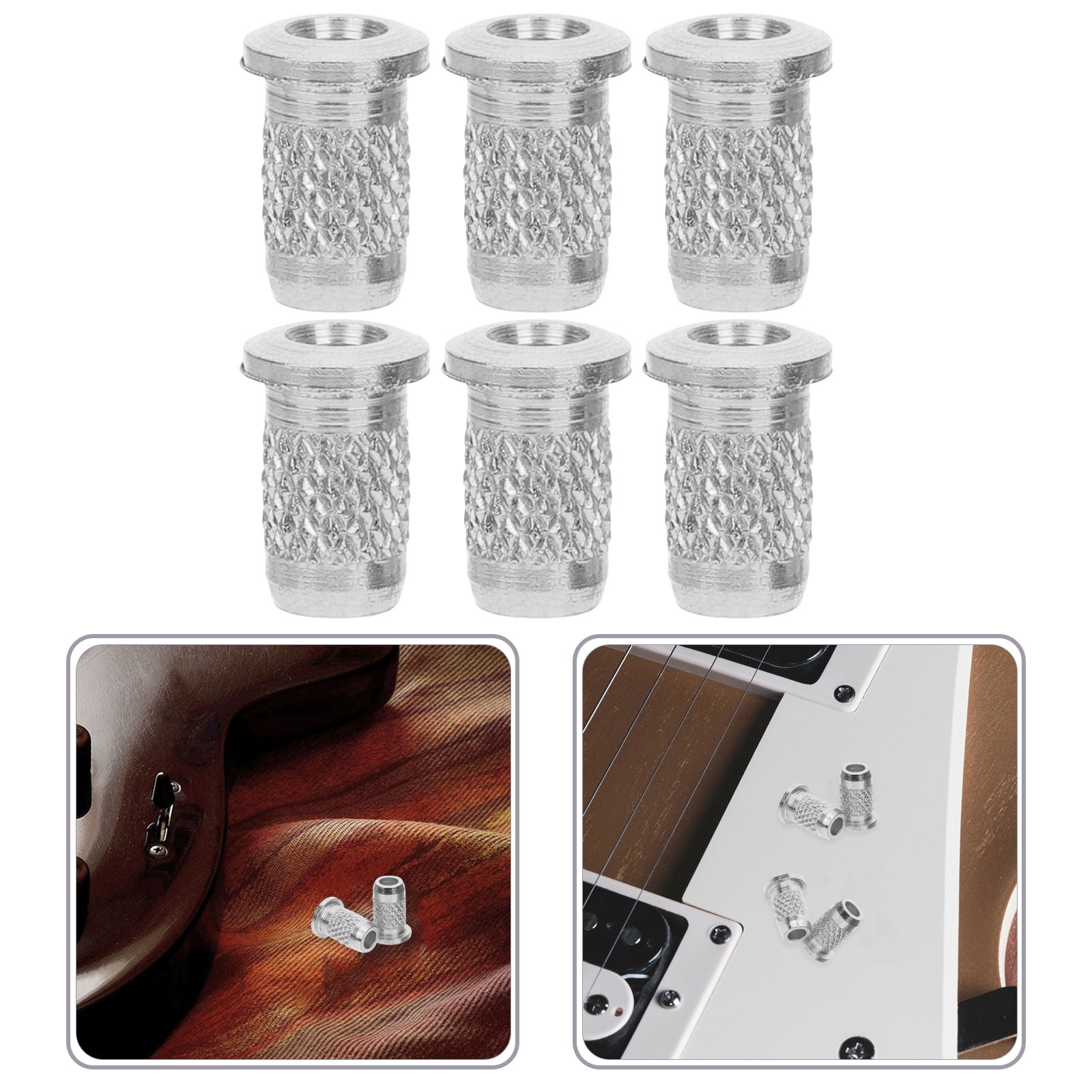 FONDOTIN Guitar String Buckles Guitar Strings Caps Silver 6Pcs ...