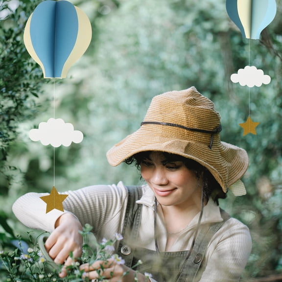 FONDOTIN 6Pcs Assorted Color Paper Hot Air Balloon Hanging Decorations for Party and Shower