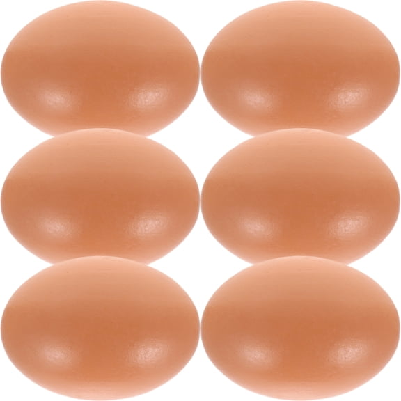 FONDOTIN 6-Pack Brown Plastic Fake Chicken Eggs for Crafting, Home Decor, Projects and Decorative Displays