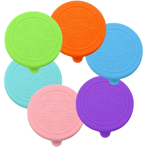 FONDOTIN 6Pcs Silicone Lids for Sauces Plate Easy to Clean 2.28X2.28X0.31in