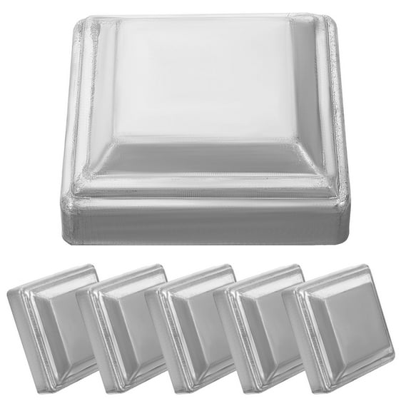FONDOTIN 6Pcs Silver Iron Square Post Cap for Fence Guardrail Protective Cover 8.2x8.2x2.8in