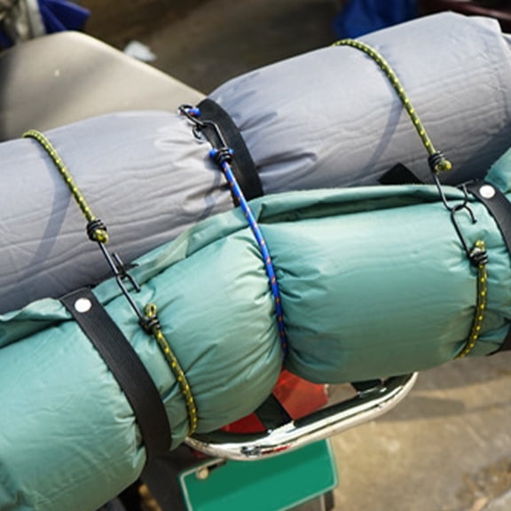 FONDOTIN 6Pcs Outdoor Bungee Cords with Carabiner Hooks Elastic Rubber Stretch Ropes