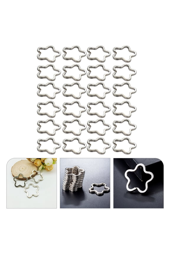 80Pcs Round Flat Key Rings for Keychains Silver DIY Jewelry Home Use