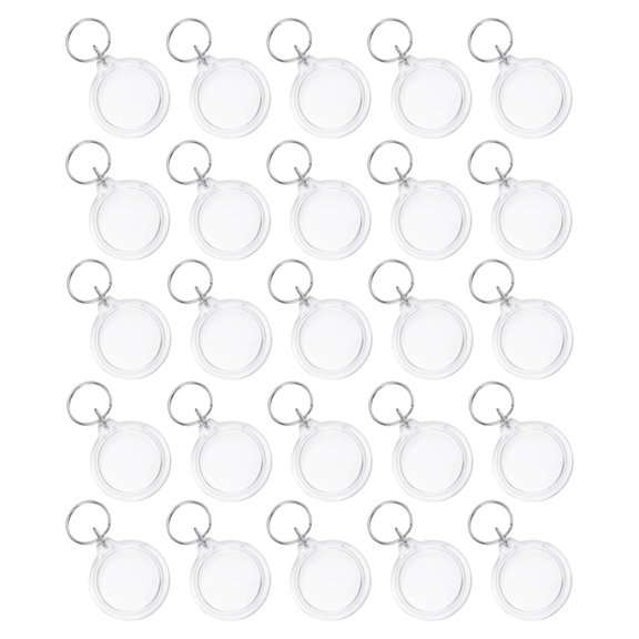 FONDOTIN 80pcs Acrylic round Photo Frame Keychain 36mm X 36mm Snap in Insert