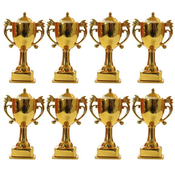 FONDOTIN 8Pcs Golden Plastic Awards and Trophies for Competition and Cake Decorations