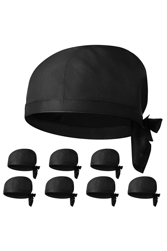 8Pcs Unisex Black Cotton Chef Caps for Restaurant Cooking Use