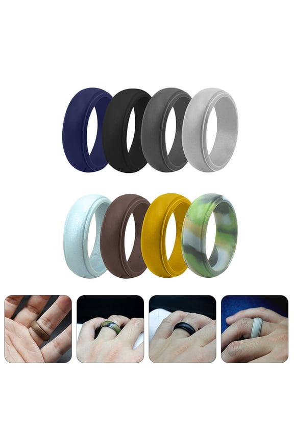 8pcs Soft Silicone Finger Rings Sporty Design for Workout Activities