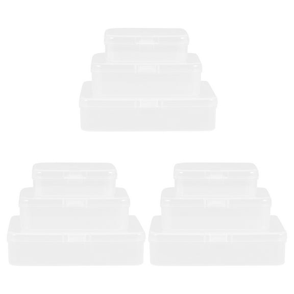 FONDOTIN 9-Piece Clear Small Storage Boxes Set, Break-Resistant PP Plastic Containers for Home Organization and Storage