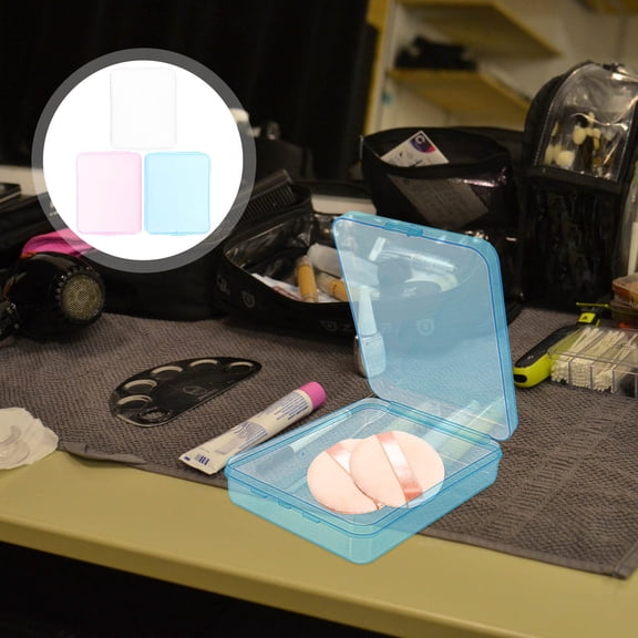 FONDOTIN 9Pcs Small Plastic Containers Makeup Puff Box with Lid Assorted Colors Compact Storage Case