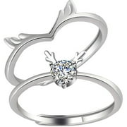 FONDOTIN Copper Couple Rings for Decor Adjustable Opening and Lightweight Perfect Valentines Day 1 Pair