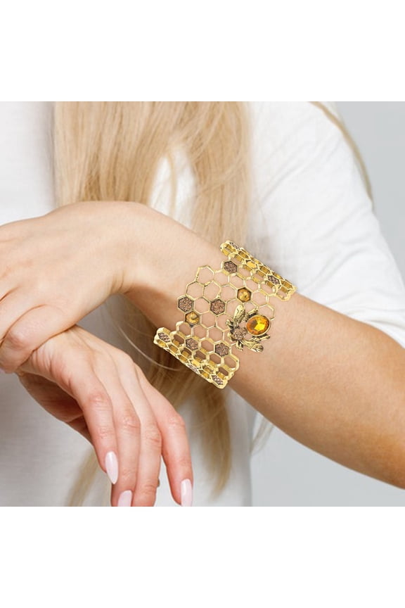 1Pcs Bee Jewelry Bangle Alloy Golden Adjustable Fashion Accessory for Women Graduation