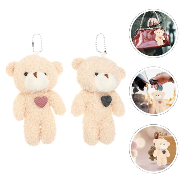 FONDOTIN Adorable Assorted Color Bear Keychain Pendant for Decoration Lightweight Portable Stuffed Animal Charm