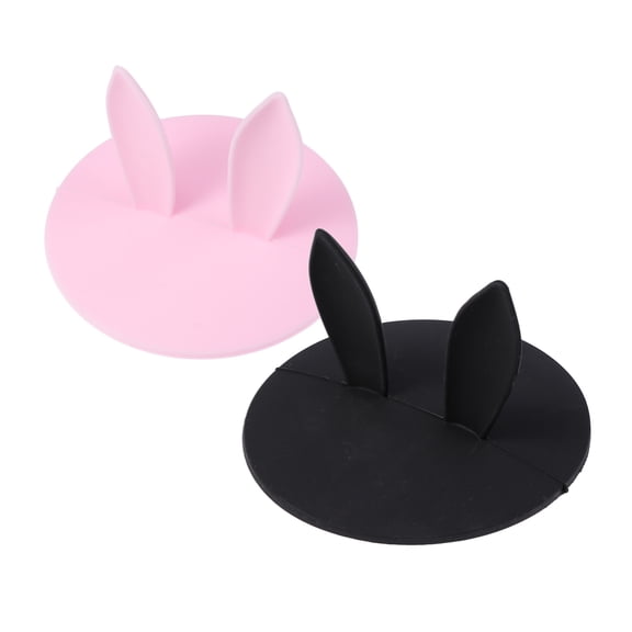 FONDOTIN Assorted Color Silicone Rabbit Ear Cup Lids Set for Covering Cups with Cat Ear Design, 4 Pieces