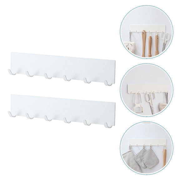 FONDOTIN 2- Mounted Bathroom Hooks Storage Rack Organizer, Carbon Steel with White Finish for Towels and Accessories
