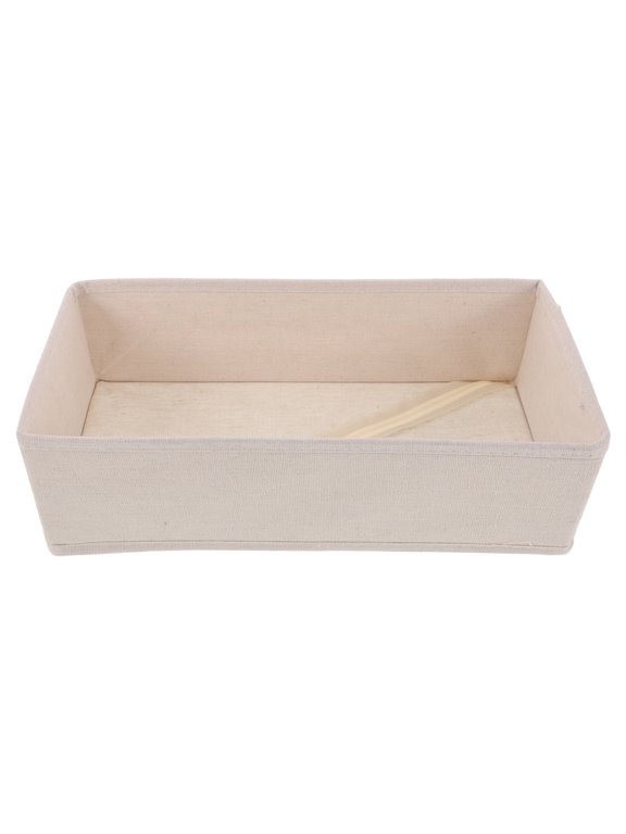 Beige Fabric Clothes Organizer Box Foldable Storage Solution
